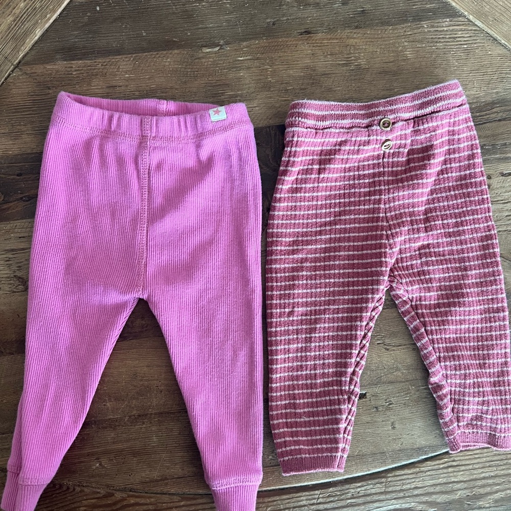 Pink and Striped Baby Leggings